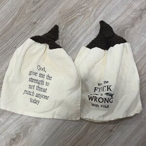 Humorous Kitchen Towels - Cream and Brown